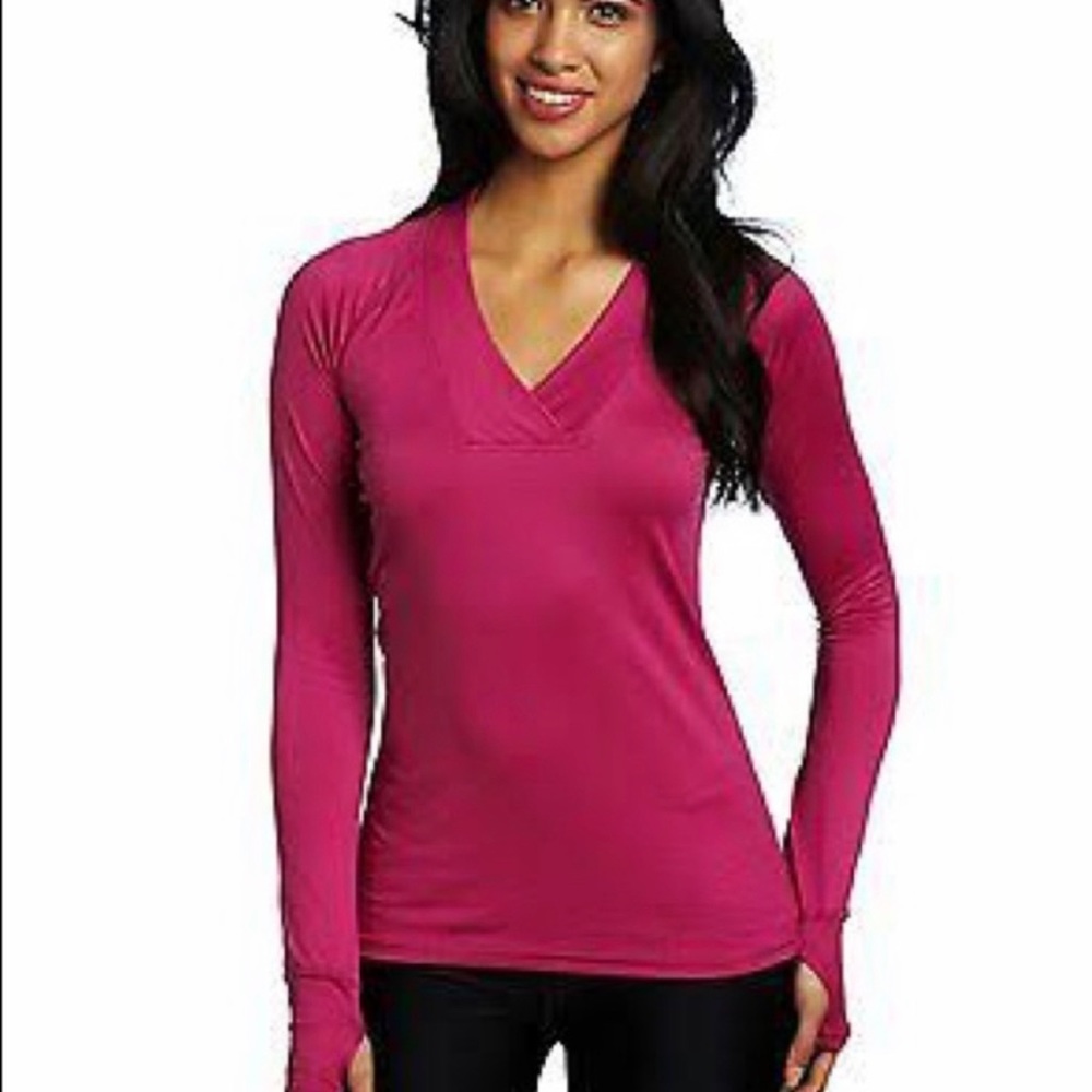 Oiselle Long Sleeve V-Neck Magenta Size M